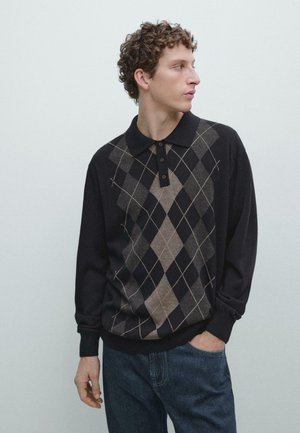 SWEATER WITH ARGYLE DETAILING  - Maglione - dark blue