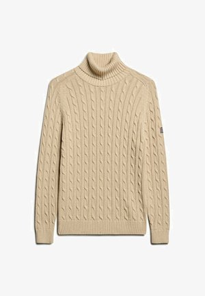 Superdry & Co SLOUCHY CABLE ROLL NECK - Trui - dark charcoal grey
