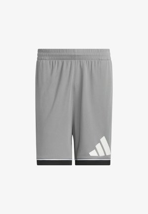 Sive sportske kratke hlače s elastičnim pojasom, s bijelim detaljima i crnom prugom na rubu. S lijeve strane nalazi se veliki bijeli logo.