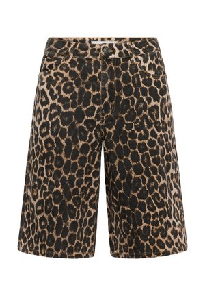 Kaffe, KAJESSICA DENIM SHORTS - Short en jean - black brown leopard
