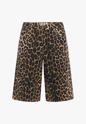 Kaffe, KAJESSICA DENIM SHORTS - Short en jean - black brown leopard