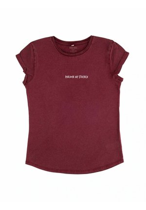 Mira Paris PARDON MY FRENCH EMBROIDERY ROLL UP - T-shirt imprimé - dark red
