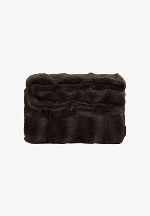 Next, TEXTURED FAUX FUR CHECK - Throw - chocolate brown