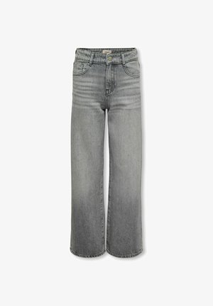 Szürke farmer széles szárú nadrág magas derékkal, öt zsebbel és enyhén kifakult textúrával. Elején gombos záródással és övbújtatókkal rendelkezik.