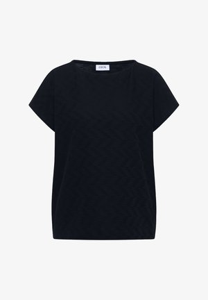 Cecil, T-SHIRT WITH A BOAT NECK AND TEXTURED FABRIC - T-shirt basique - urban dark blue