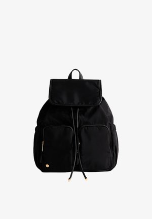New Look, DOUBLE POCKET DRAWSTRING BACKPACK - Tagesrucksack - black