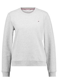 Felpa grigia chiara in misto cotone. Presenta un collo rotondo, polsini e orlo a coste. Include un piccolo logo sul petto.