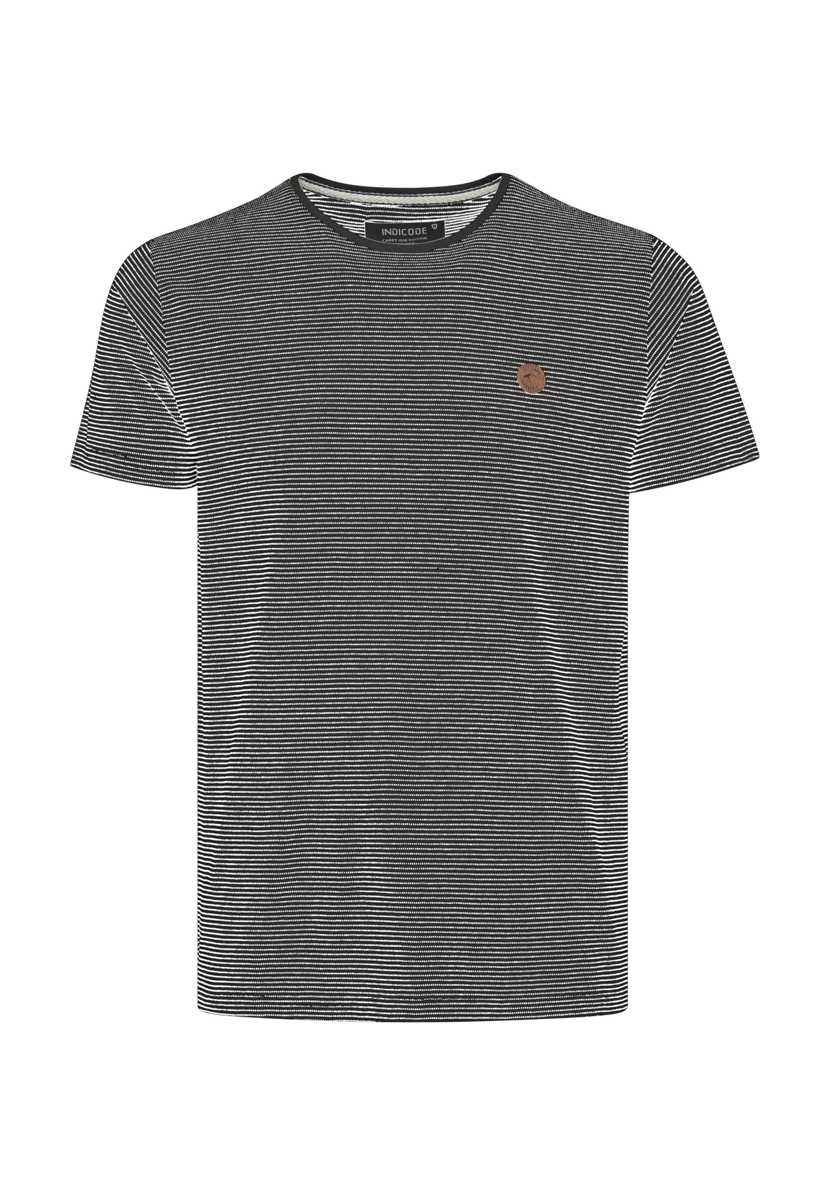 Indicode Herren T-Shirt – Streifendesign, Rundhals, Regular Fit – Aus Nachhaltiger Baumwolle (BCI)