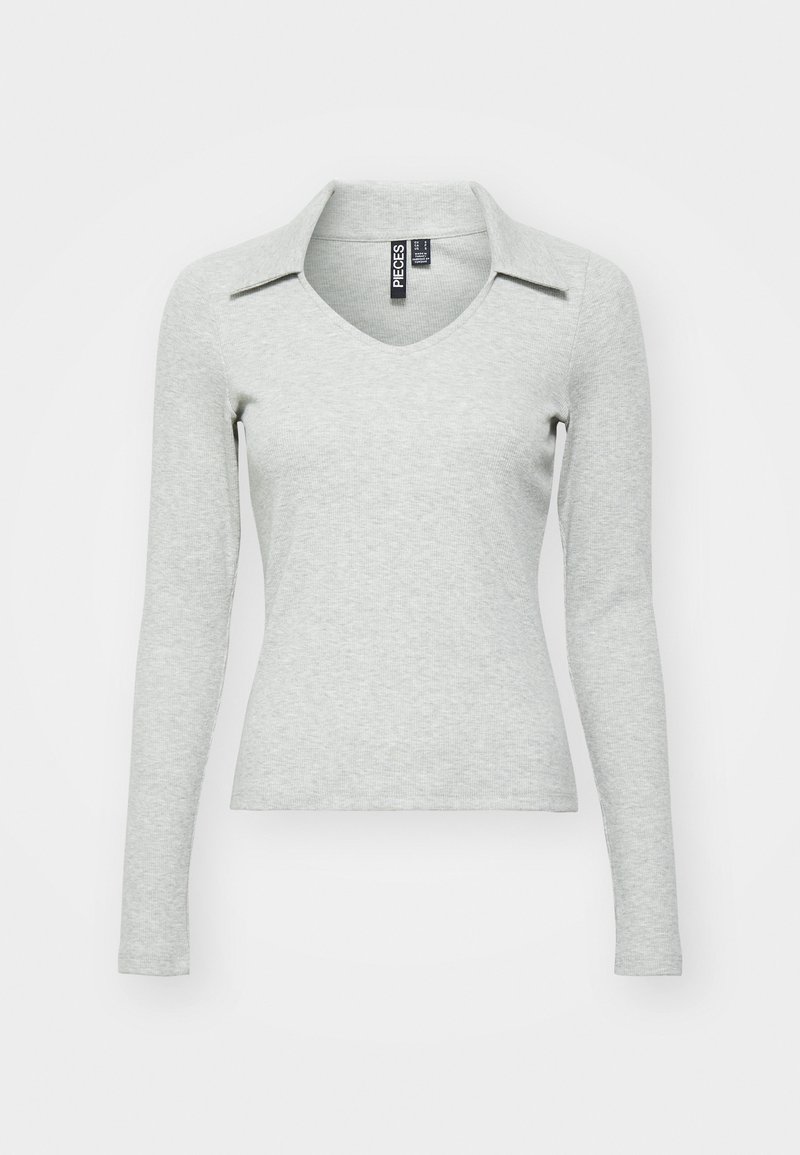 Pieces Poloshirt lichtgrijs gemêleerd Pieces Poloshirt lichtgrijs gemêleerd