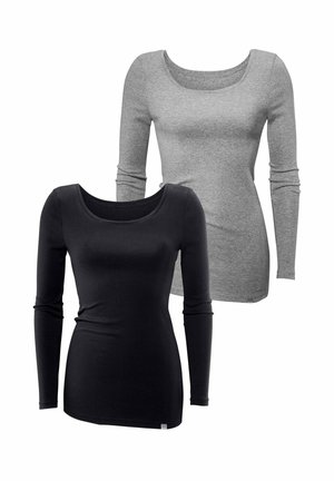 Longsleeve - schwarz / grau meliert