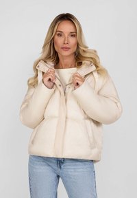 RESPECT QUILTED HOODED ZIP-FRONT - Giacca invernale - stone