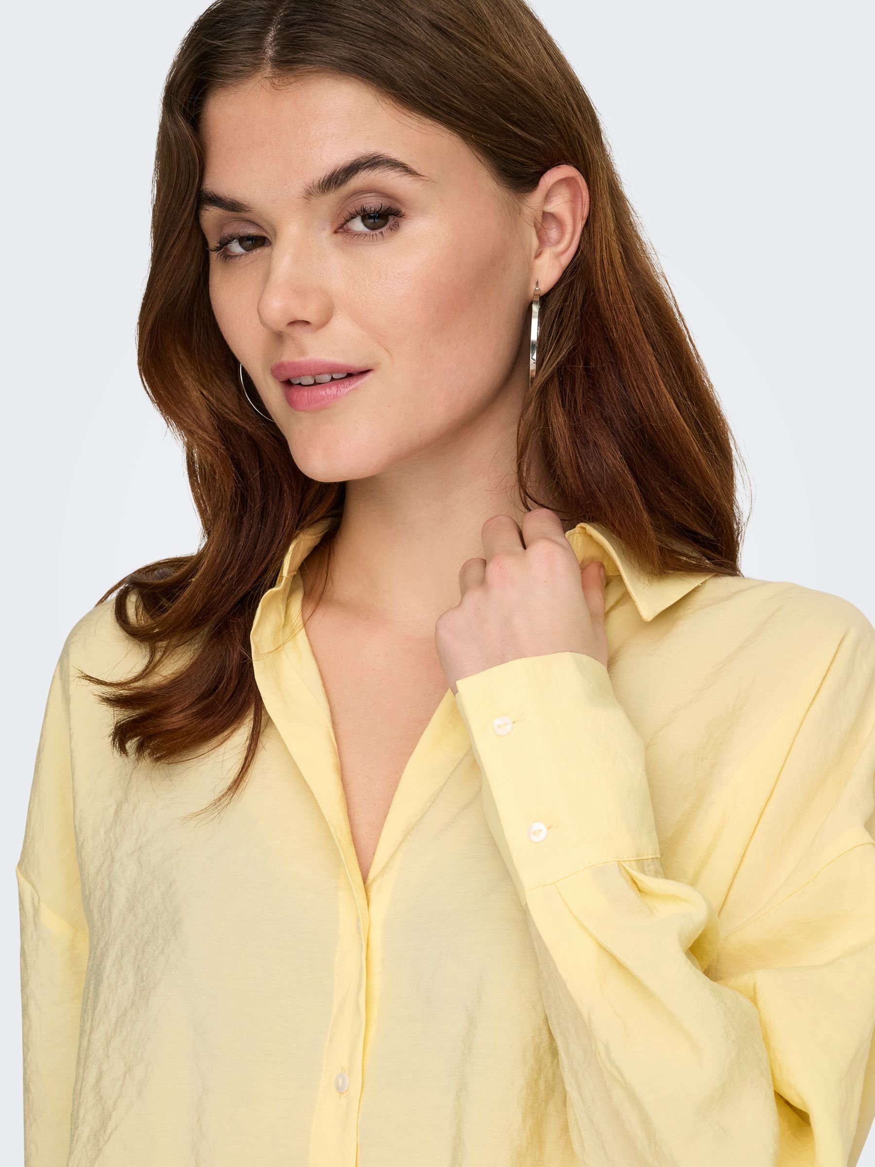 ONLY ONLZAZIMA LOOSE - Button-down blouse - double cream/yellow