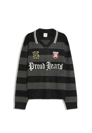 Bershka, PATCHED POLO COLLAR - SWEATER - Polo - dark grey