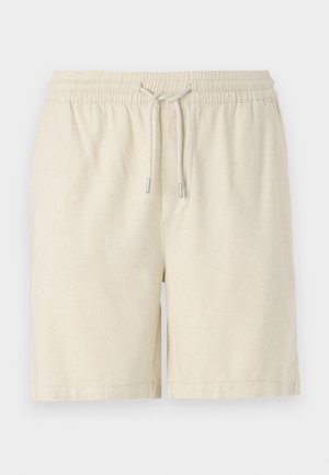 Lys beige shorts lavet af et tekstureret stof. Har en elastisk talje med snøre og sidelommer. Klassisk snit og afslappet design.