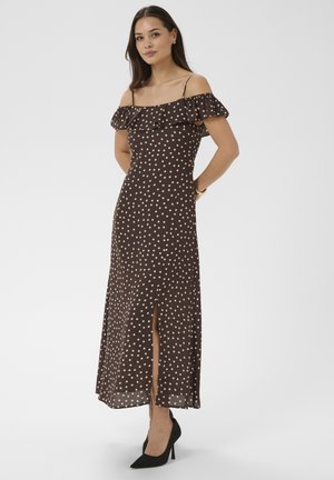 Kaffe LORINDA SLIT  - Robe de jour - seal brown turtledove dot