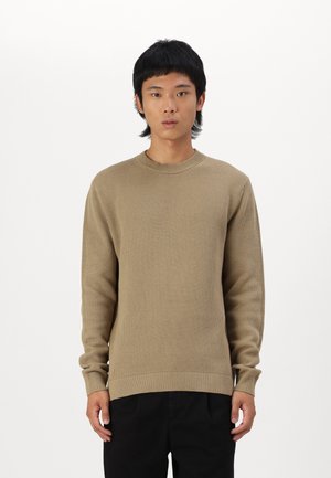 Selected, SLHDANE LS KNIT STRUCTURE CREW NECK NOOS - Striktrøje - kelp