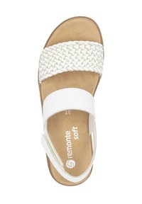 Sandale blanche avec une sangle tressée et une bande unie. Semelle intérieure douce et rembourrée. Dotée d'une semelle texturée naturelle. Taille 37.