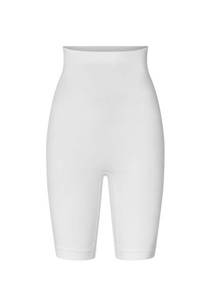 Aukšto liemens, balti formuojantys šortai, siekiantys vidurinę šlaunies dalį, pagaminti iš lygaus, be siūlių audinio su plačia juosmens juosta.