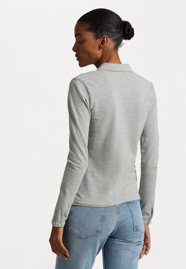 BUTTONED PLACKET LONG SLEEVE POLO SHIRT - Button-down blouse - andover heather4