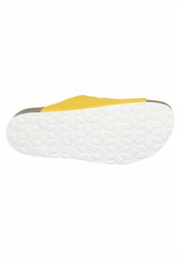 Yellow slip-on shoe with a textured rubber sole, featuring a soft footbed and minimal design. The upper has a smooth finish with no embellishments.
