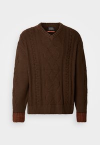 V NECK LOOSE FIT PULLOVER - Pullover - demitasse