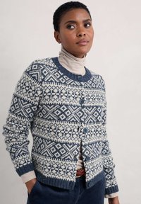 Seasalt Cornwall DAWSON PICK FAIRISLE - Kardigan - navy falling flake maritime aran