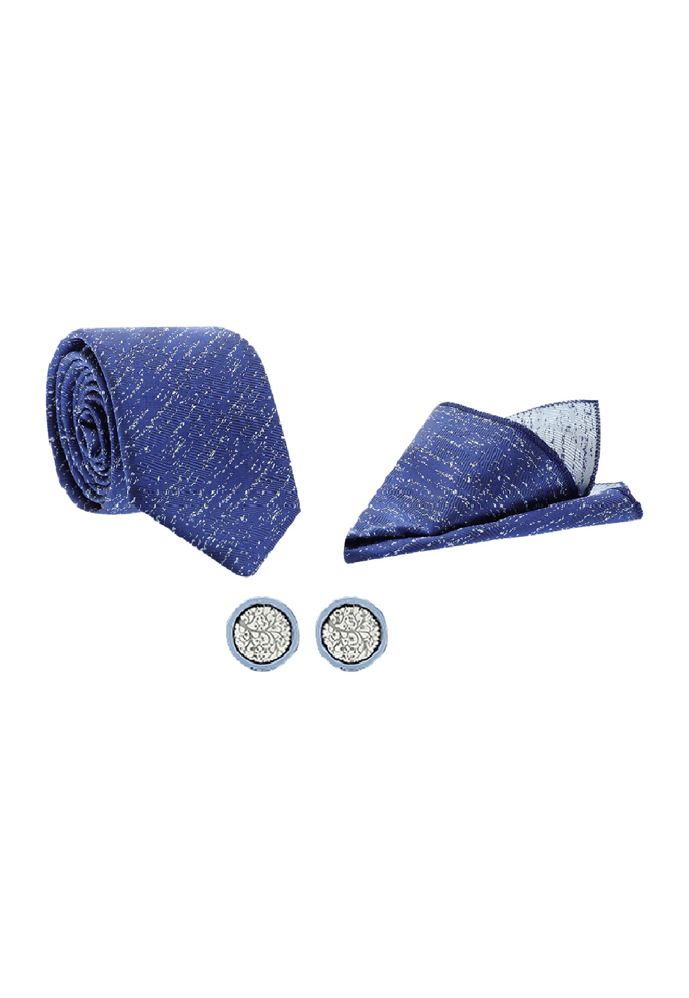 DiBanGu Herren Westen-Set – Paisley Weste + Krawatte + Manschettenknöpfe, Gr. Small, Silber