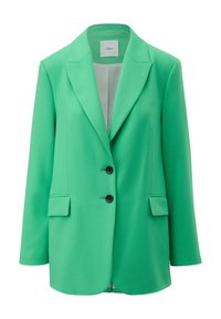 Blazer vert ajusté avec deux boutons noirs, col à revers cranté, poches à rabat et doublure intérieure claire, conçu par s.Oliver.