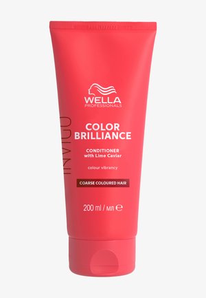 Tube rouge de 200 ml de l'après-shampooing Wella Professionals Color Brilliance, pour cheveux épais colorés, avec caviar de citron vert pour une couleur éclatante.