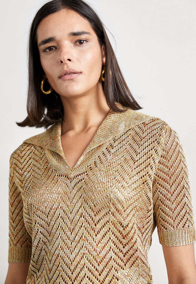 Missoni VNECK - Print T-shirt - gold tones space dyed/gold 