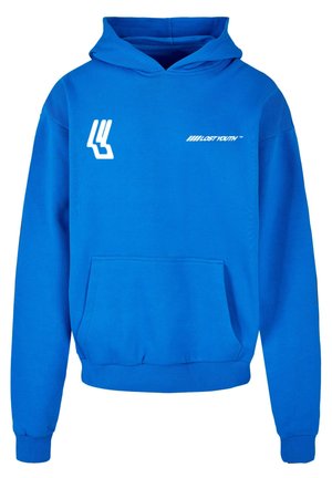 Sinine kapuutsiga särk, mis on valmistatud puuvilla segakangast. Omab esist taskut, soonikkoes ääriseid ja valget trükitud logot rinnal ning varrukal.