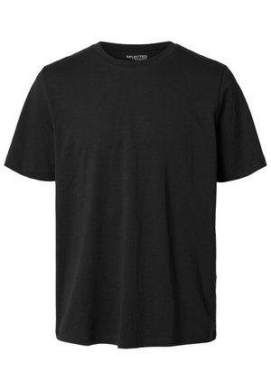 Selected, SLHASPEN SLUB TEE - Lihtne T-särk - black