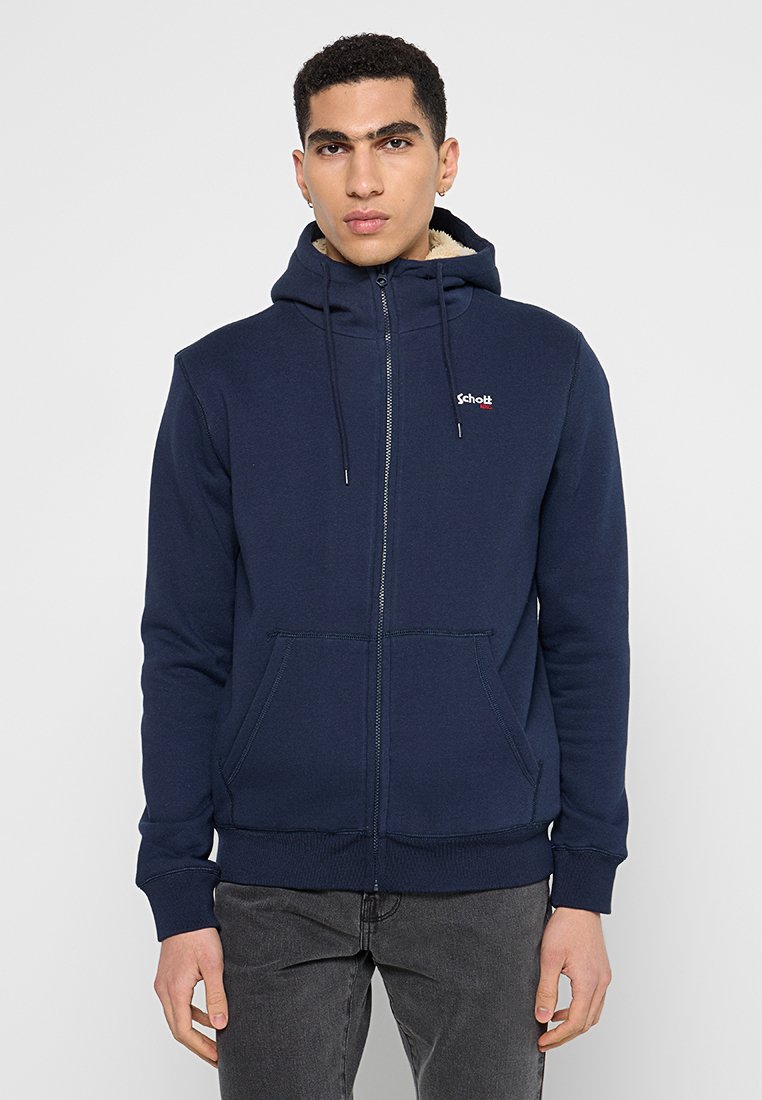 Schott Sweater met rits donkerblauw