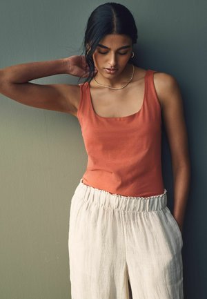 SQUARE NECK STANDARD - Top - brown ecru rust