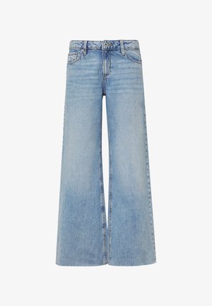 Heledad sinine denimist laiade sääretrapetsiga teksapüksid kõrge vöökohaga, kontrastsete õmblustega ja kergelt pleekinud tekstuuriga. Omab eespooltaskuid ja lukuga avamist.