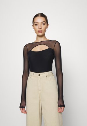 CUT OUT BODYSUIT - Long sleeved top - casual black