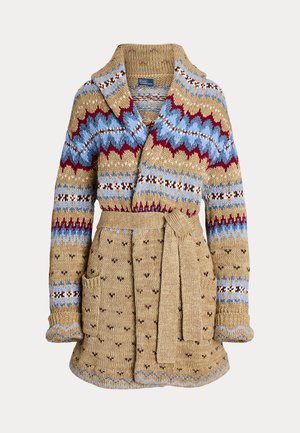WOOL-BLEND SHAWL CARDIGAN - Casaco de malha - tan multi