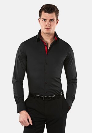 Vincenzo Boretti SUPER TAILLIERT STRETCH - Chemise - schwarz weinrot