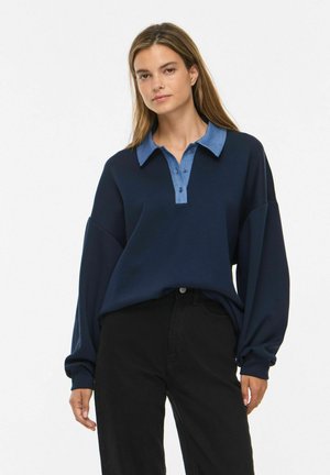VILA, POLO SHIRT VISIF SWEAT - Sweatshirt - navy blazer1