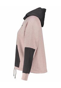 Felpa con cappuccio caratterizzata da un corpo rosa e maniche grigio scuro, realizzata in tessuto morbido con una vestibilità rilassata e cordini all'orlo.