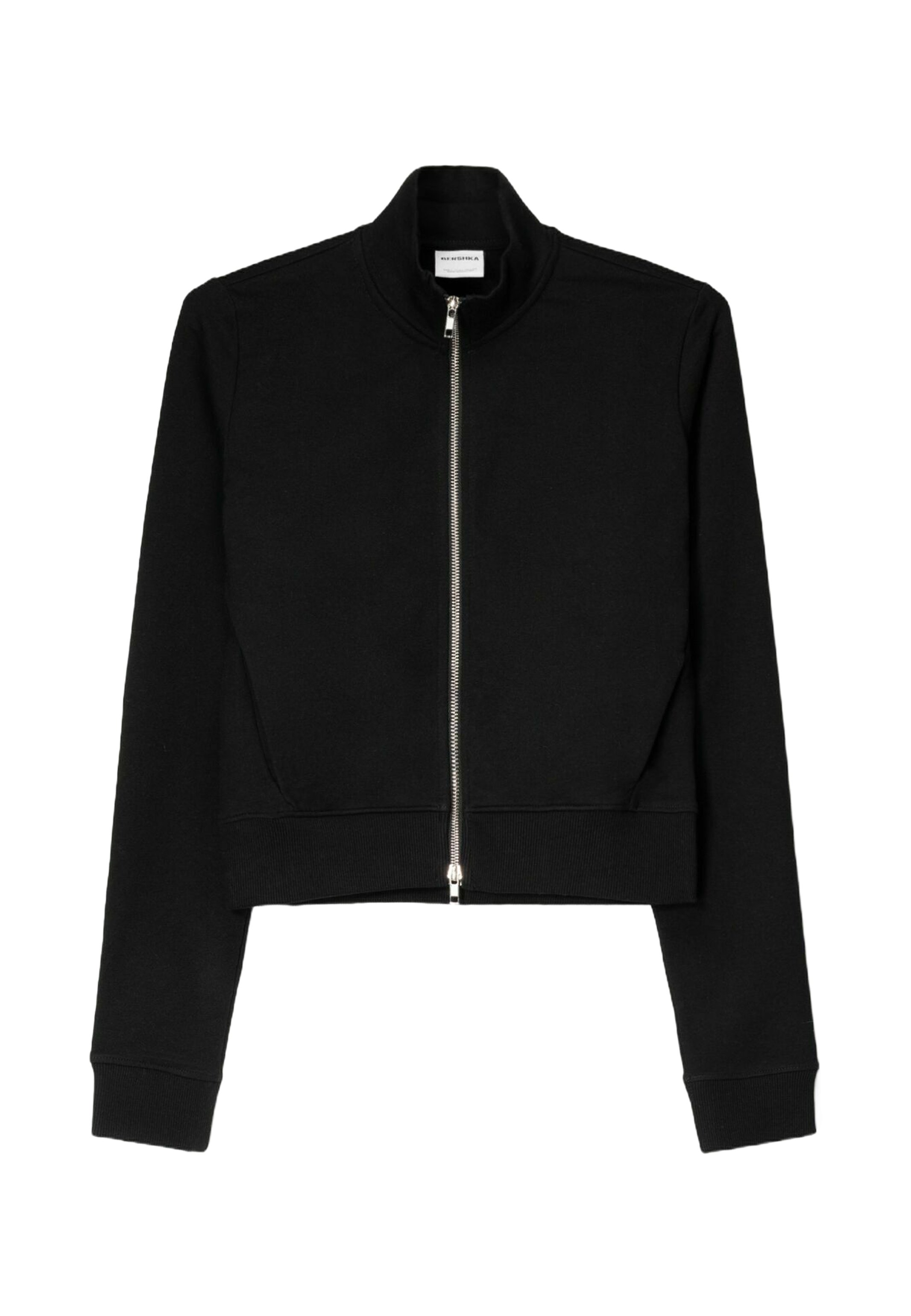 Bershka Zip-up sweatshirt - black - Zalando