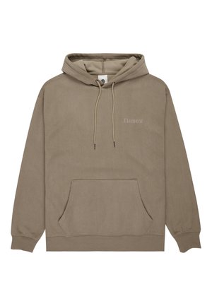 Brązowy, żeberkowany hoodie z kieszenią kangurzyą, kapturem ze sznurkiem i subtelnym logo "Element" na piersi. Miękka, teksturowana tkanina.