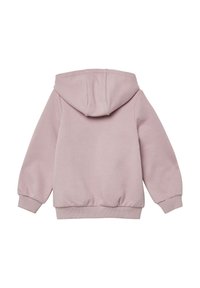 Różowa bluza z kapturem wykonana z miękkiego materiału, z długimi rękawami, sznurkiem w kapturze oraz ściągaczem w talii i ribbed cuffs.