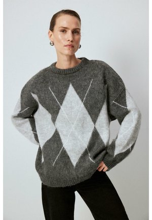 Touché Privé DROP SHOULDER DIAMOND PATTERNED - Svetr - anthracite