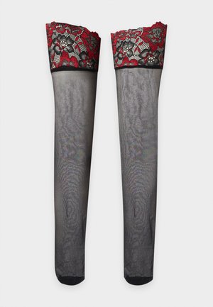 Ann Summers, CONTRAST HOLD UPS - Overknæstrømper - black/red