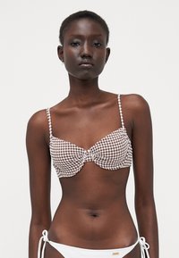 Abercrombie & Fitch - RUCHED UNDERWIRE GINGHAM  - Bikini top - brown/white Thumbnail Image 1
