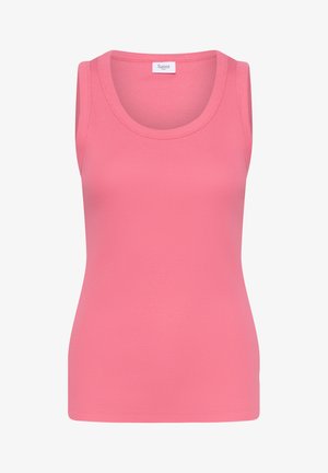 Rosa ärmelloses Tanktop aus geripptem Stoff, mit Rundhalsausschnitt und taillierter Silhouette, geeignet zum Layering oder für legeres Tragen.