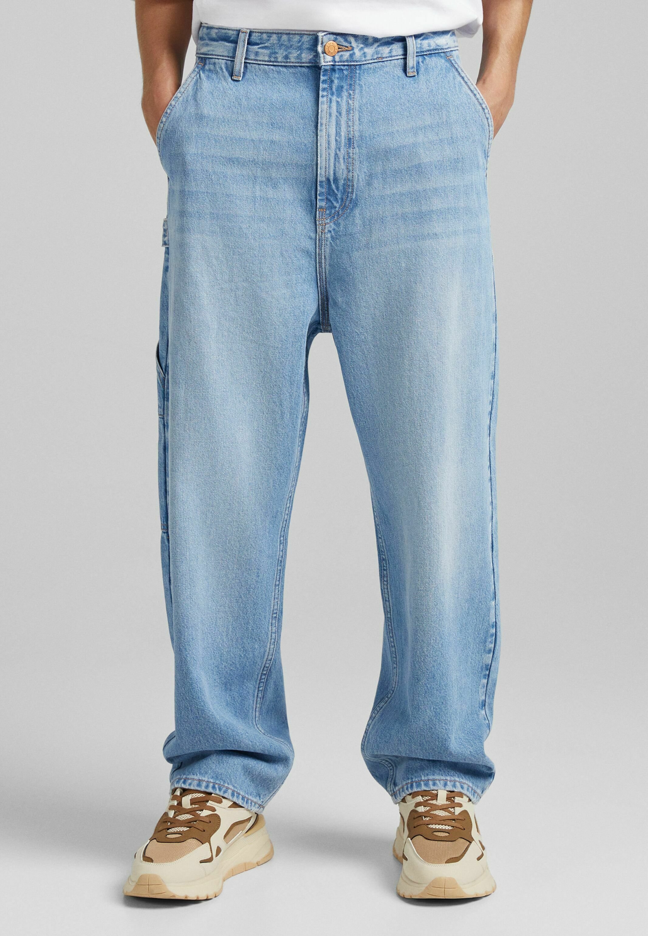 Bershka WIDE CARPENTER - Relaxed fit jeans - blue black denim/blue-black  denim - Zalando.de