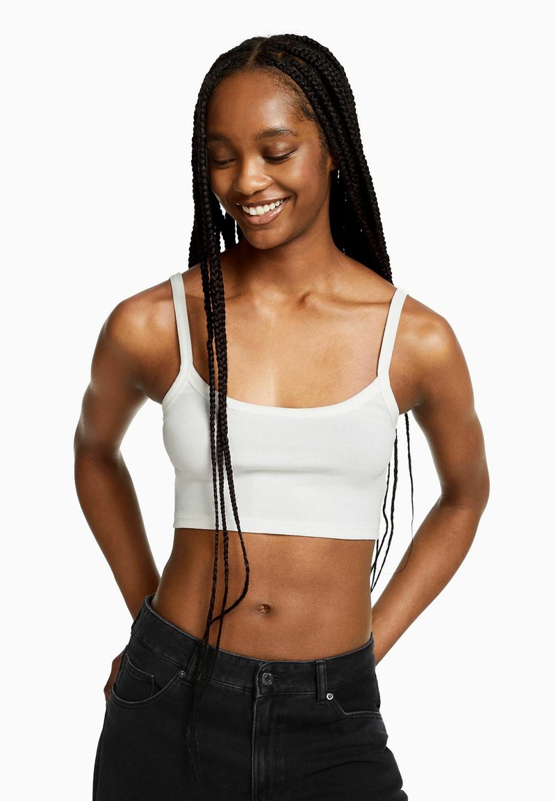 Bershka WIDE STRAP CROP Top Off White off white Zalando ie