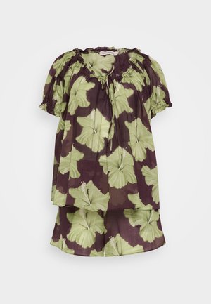 Desmond & Dempsey WOMENS IDYLLIC SHORT - Pyjama set - cocoa/lime